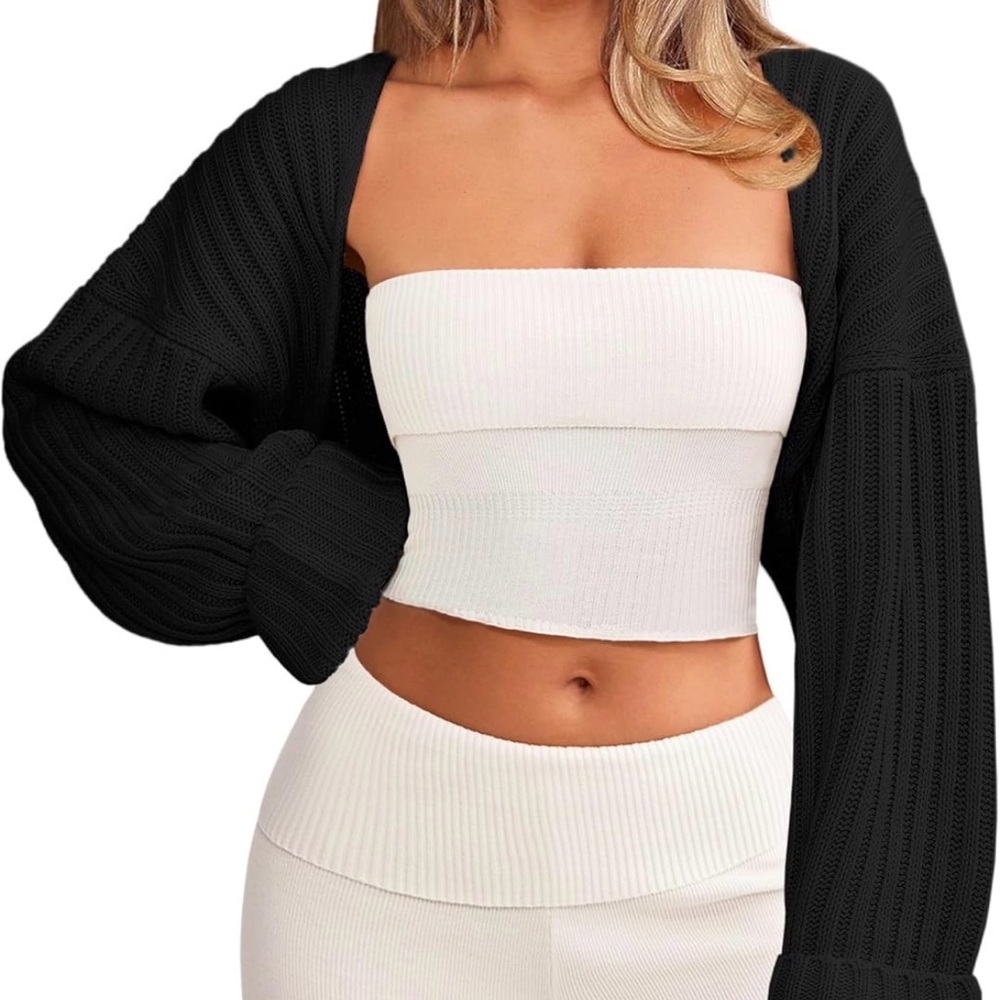Chunky Knit Bolero Shrug Cardigan Sweater For Women Cardigan Y2k Loose Sueter